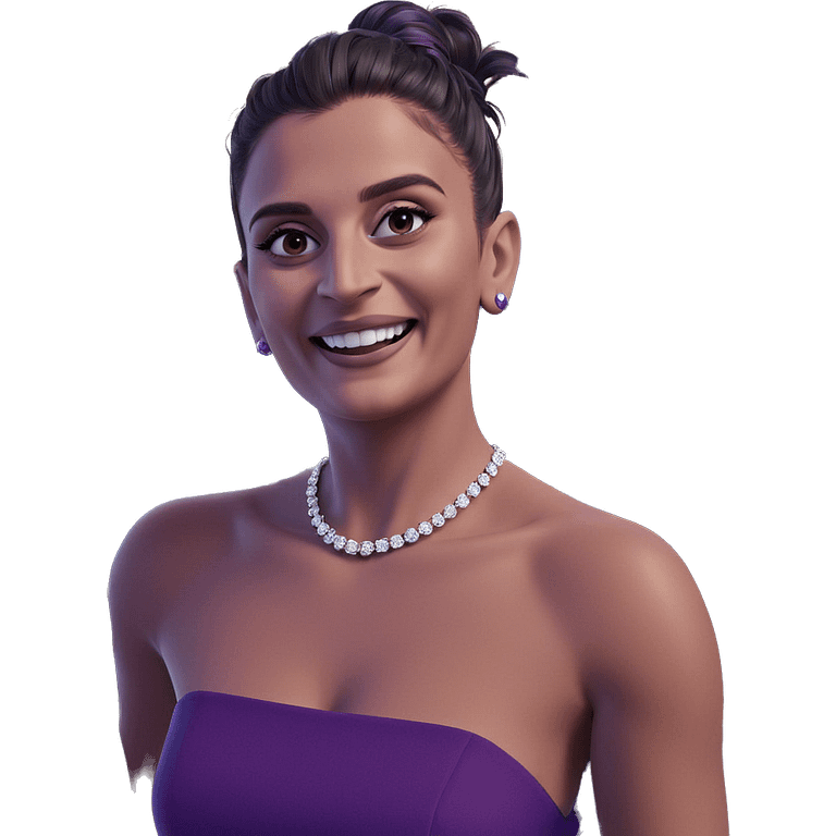 smiling girl in purple dress emoji