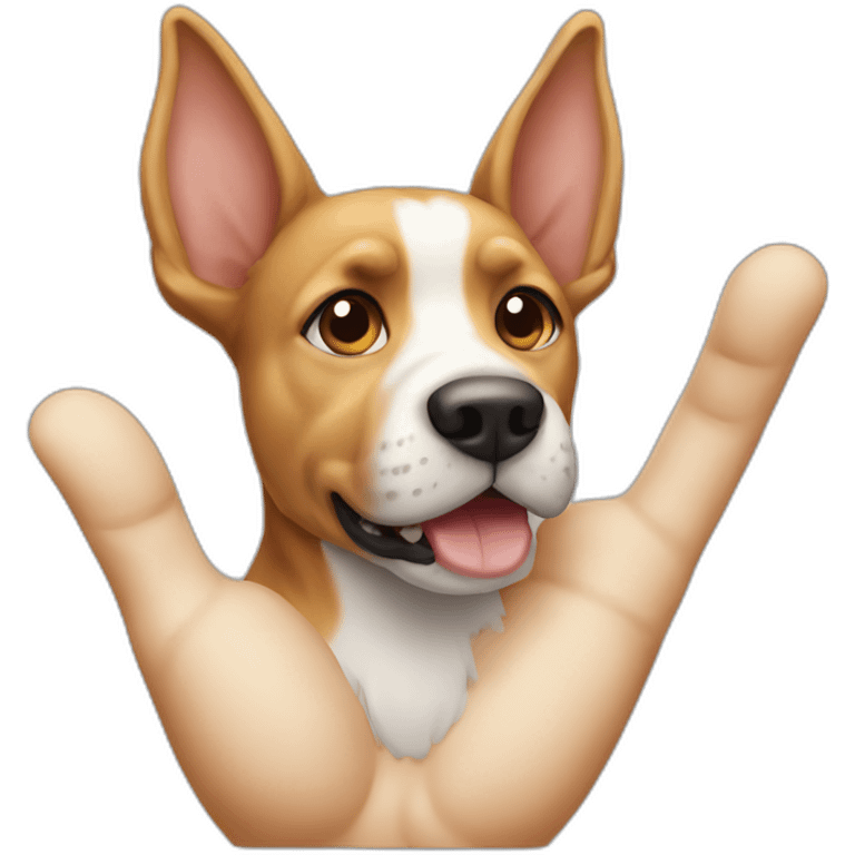 Dog with hand emoji