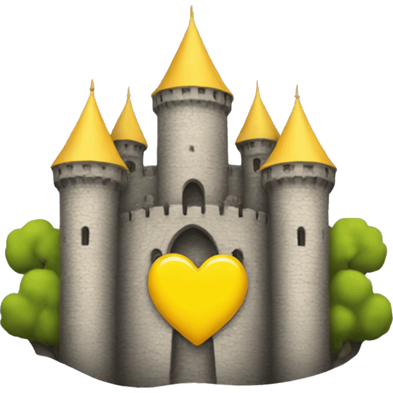 A yellow heart with a castle in the middle of it emoji