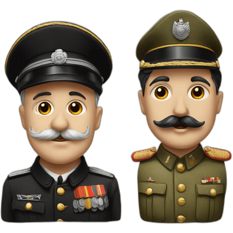 Charlie Chaplin with mustach of a german chief during the 1940s and a German military cap emoji