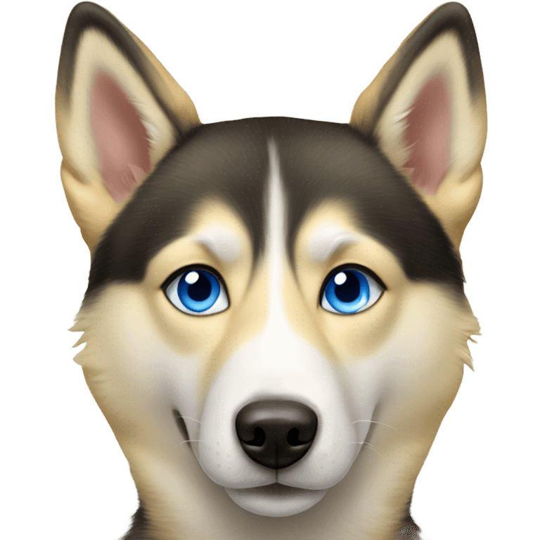 Yellow husky and shepherd mix dog blue eyes emoji