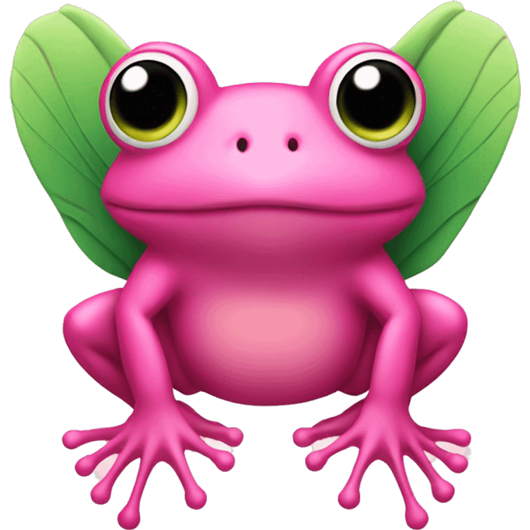 Pink frog with green wings emoji