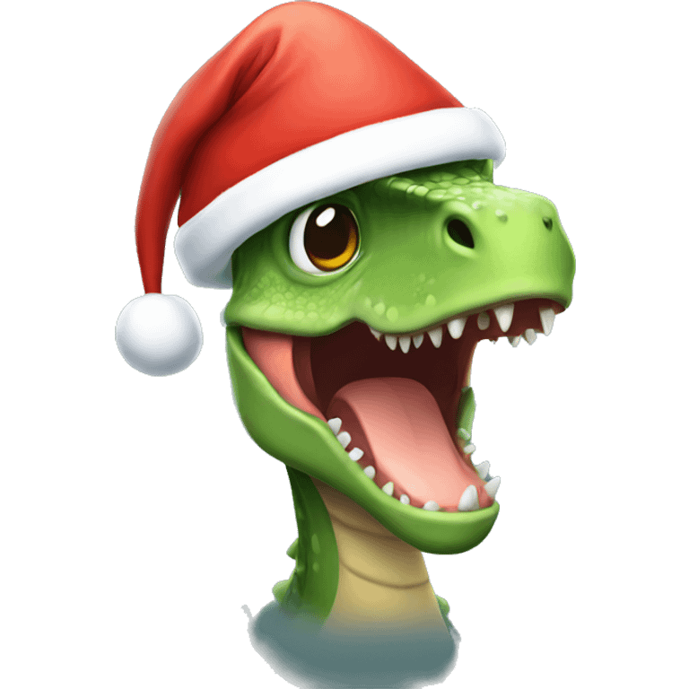 Dino with Christmas hat  emoji