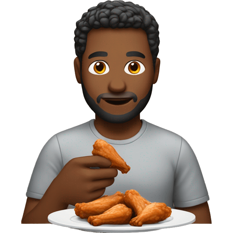 Man eating chicken wings emoji