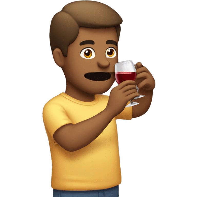 Guy drinking wines and eating cheeseburger  emoji