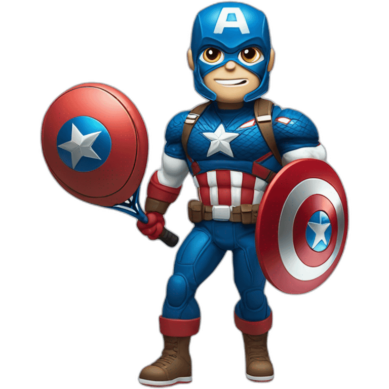 Captain America avec une raquette de tennis emoji