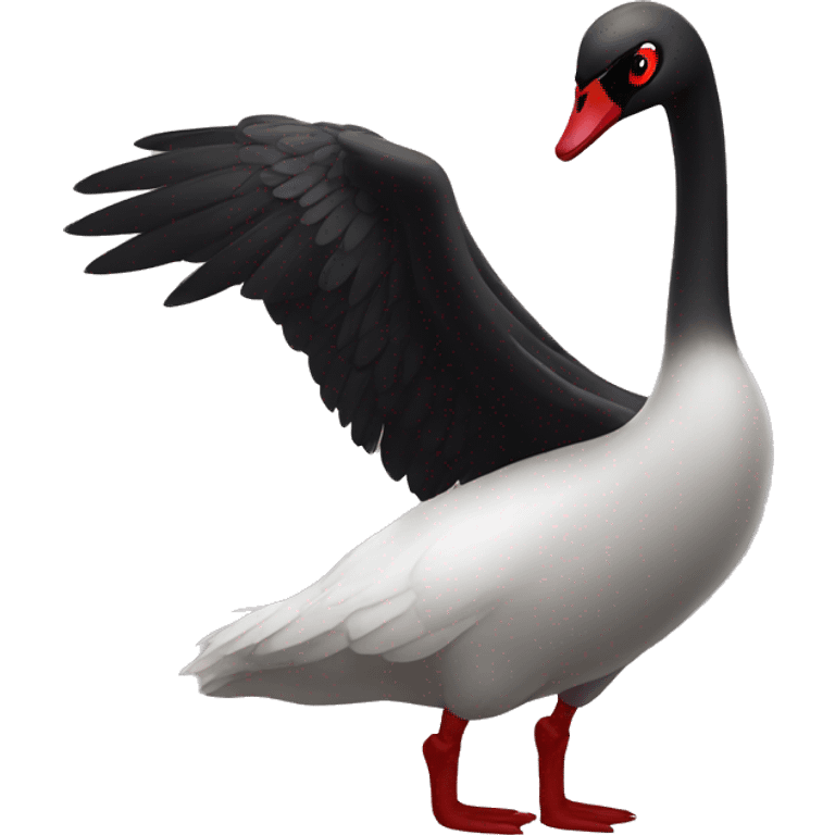 Black Swan with red eyes and wide wings emoji