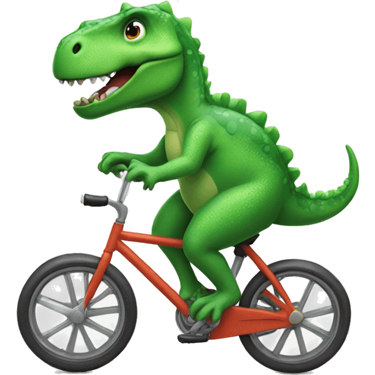 a green dinosaurier riding a bicycle emoji