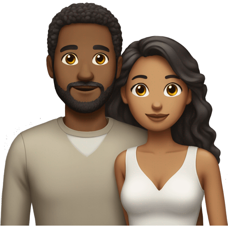 mixed race couple black man with beard emoji