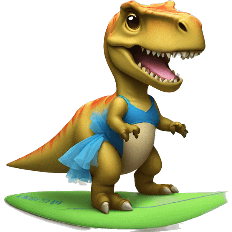 T-rex wearing a tutu on a surfboard  emoji