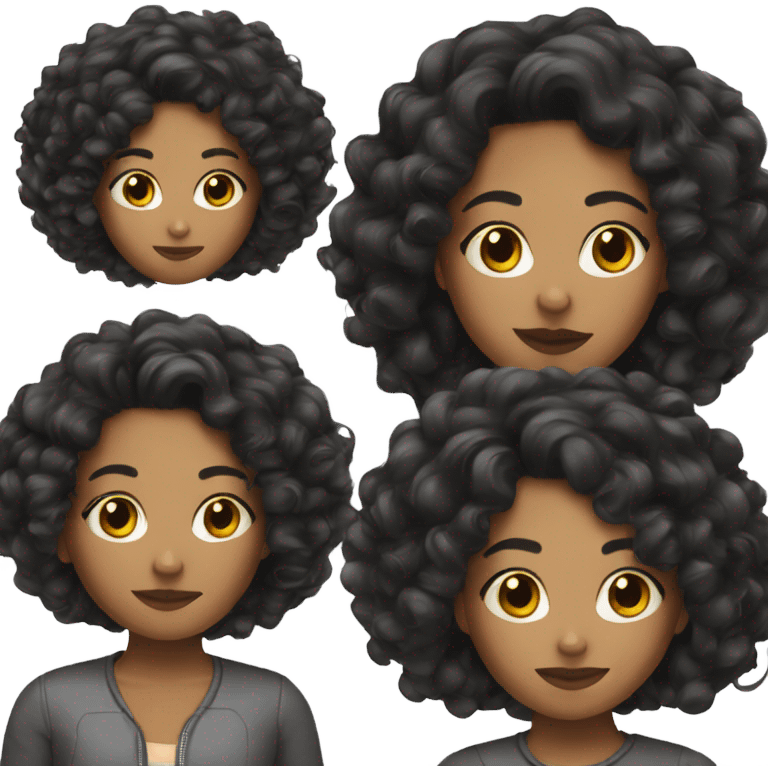 mixed girl with black curly hair emoji