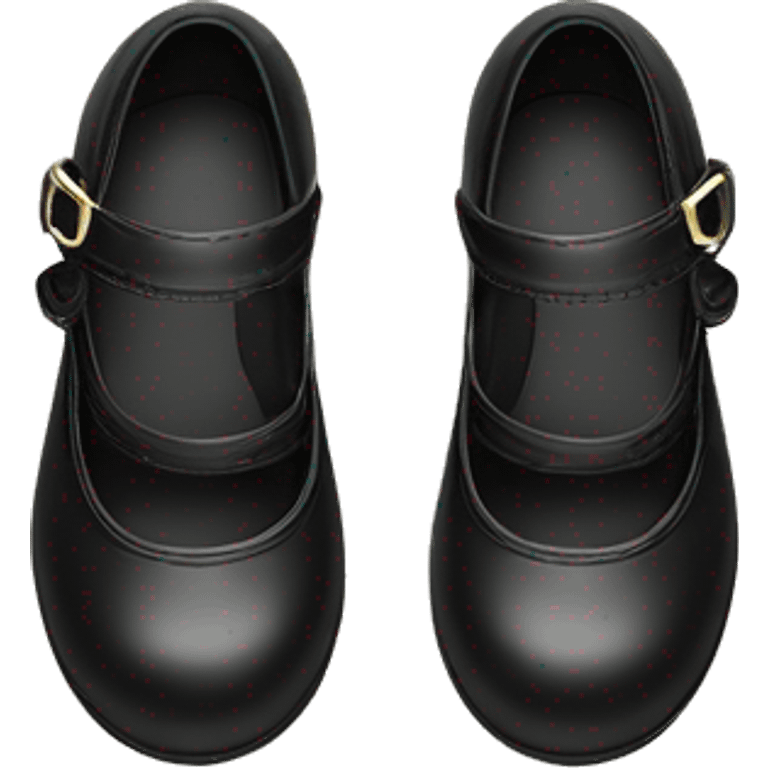 Pair of Black Mary Jane’s flat schoolgirl shoes black insides emoji