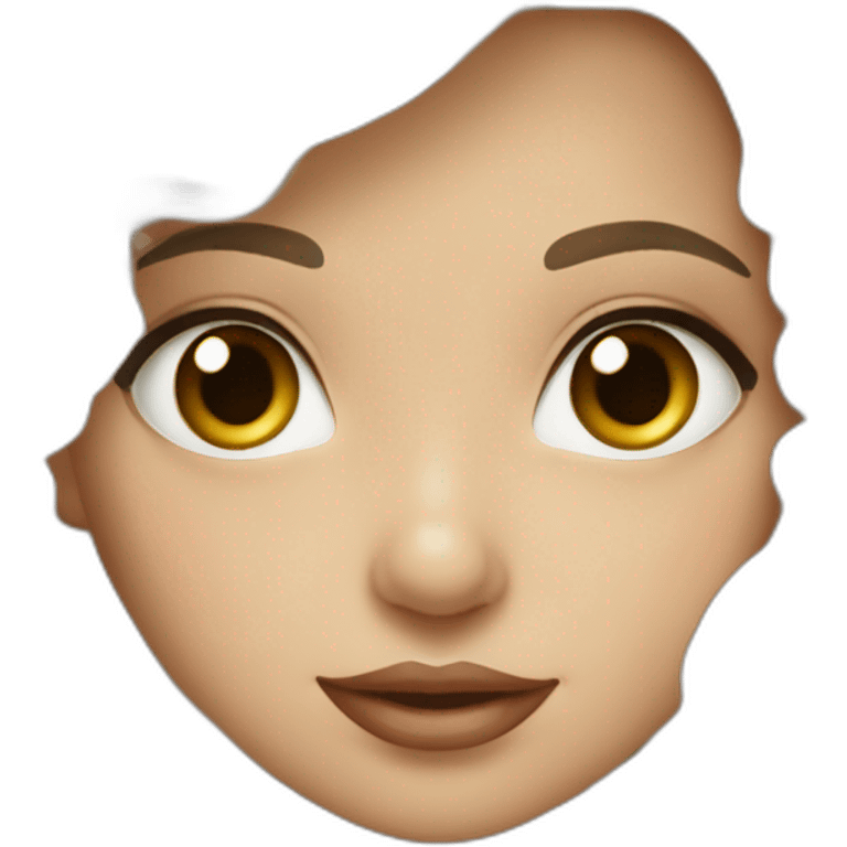 Fille blanche cheveux longs marron boucles et yeux marrons emoji