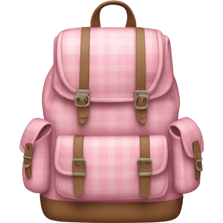 pastel pink checked backpack emoji