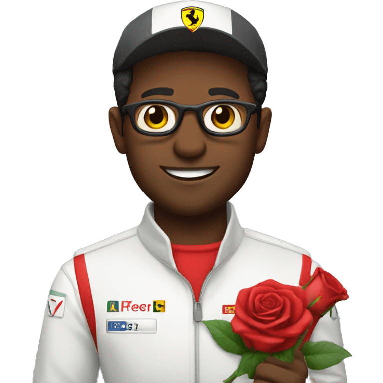 Ferrari driver with rose in hand emoji