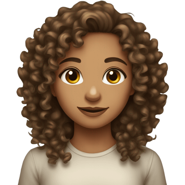 Tan skin curly haired brown eyed girl pretty emoji