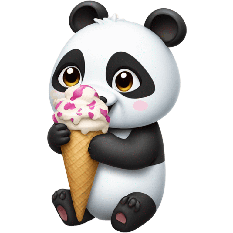 Panda eating ice cream emoji