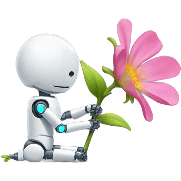 I want a robot bending over with a flower growing out its back emoji