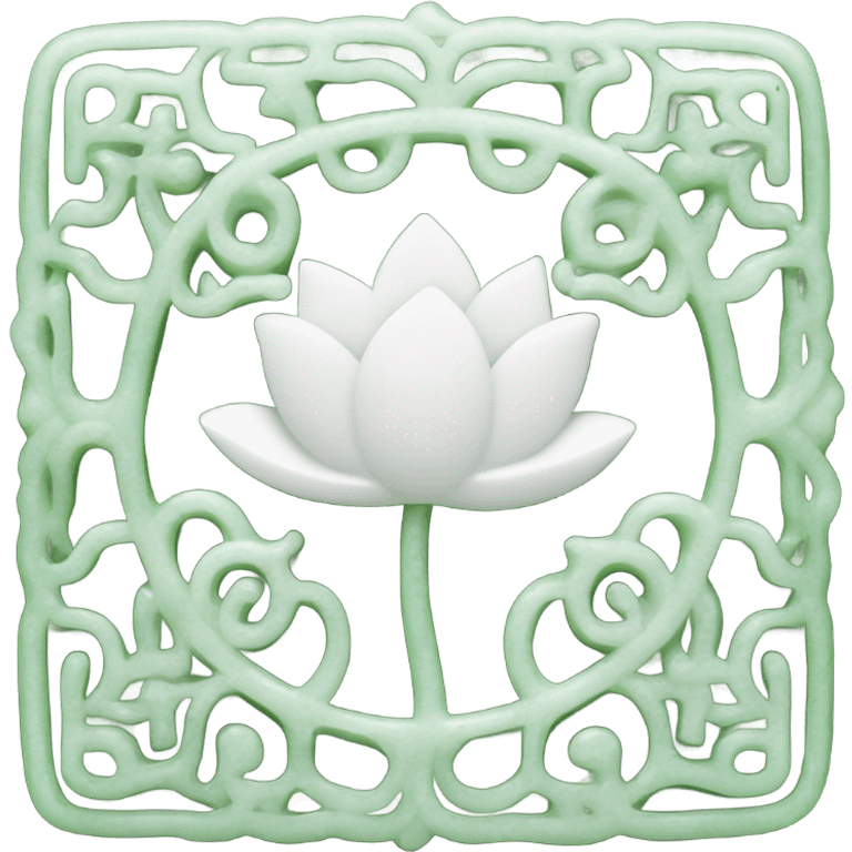 A whole white Rectangle shaped outline, Chinese style water-lily-patterned jade ornament emoji