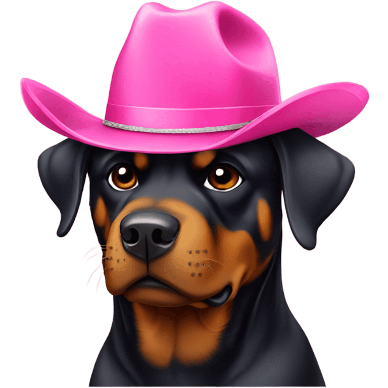 rottweiler with pink cowboy hat emoji