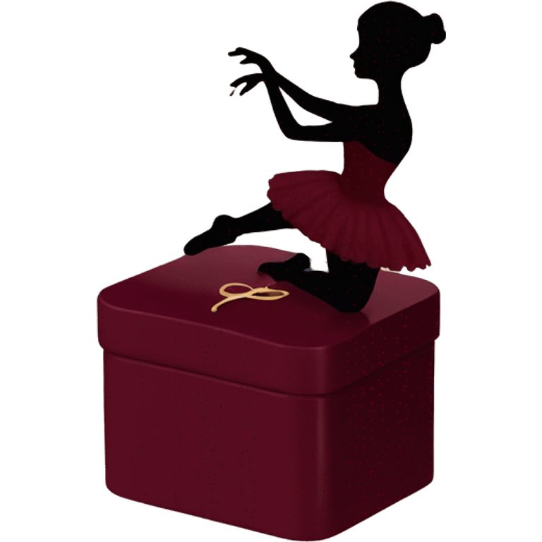 burgundy music box with a silhouette of a ballerina emoji