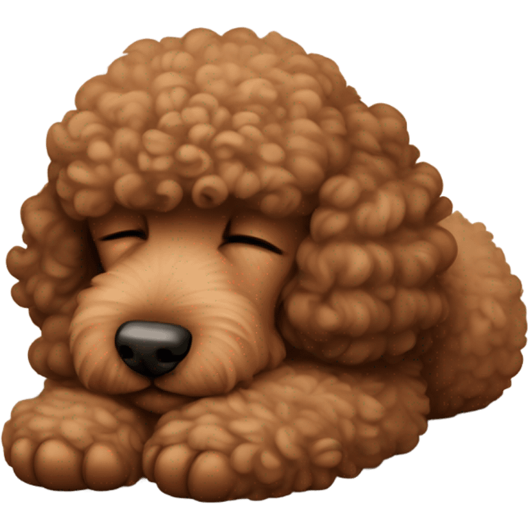 Brown poodle asleep emoji