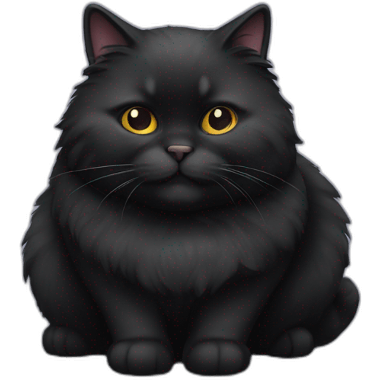 Black fat fluffy cat emoji