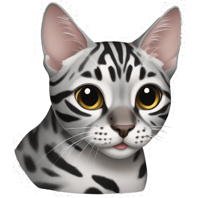 Grey bengal cat with black and white  cat emoji