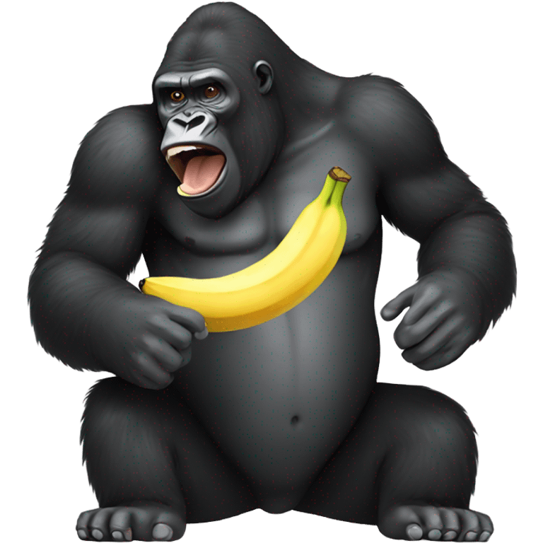 Gorilla eating a banana emoji