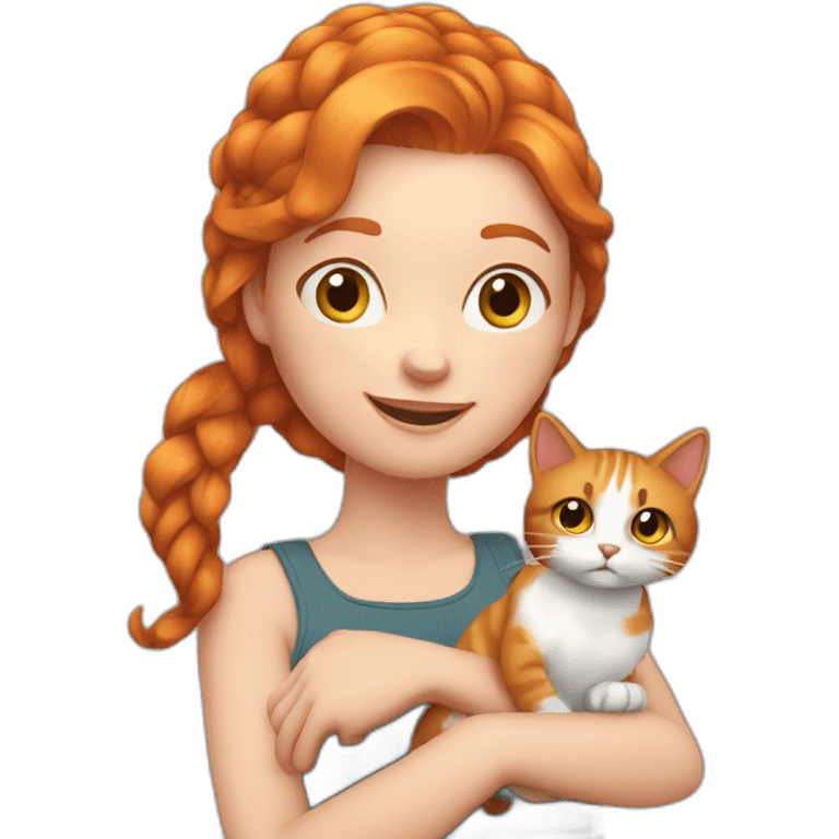 Ginger girl with a cat emoji