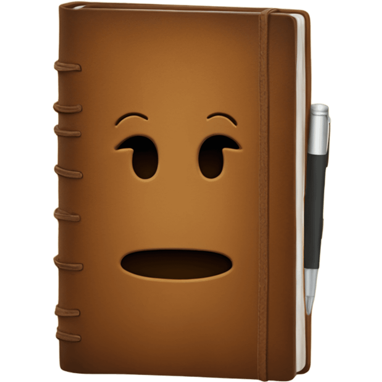 a brown leather journal notebook, with no face on it emoji