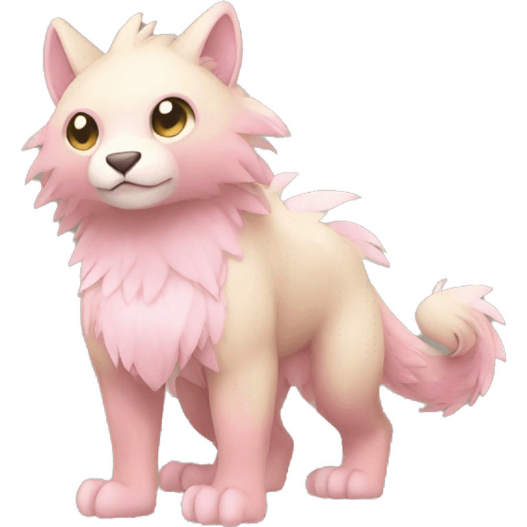 Cute cool beige pink animal hybrid Fakemon full body emoji