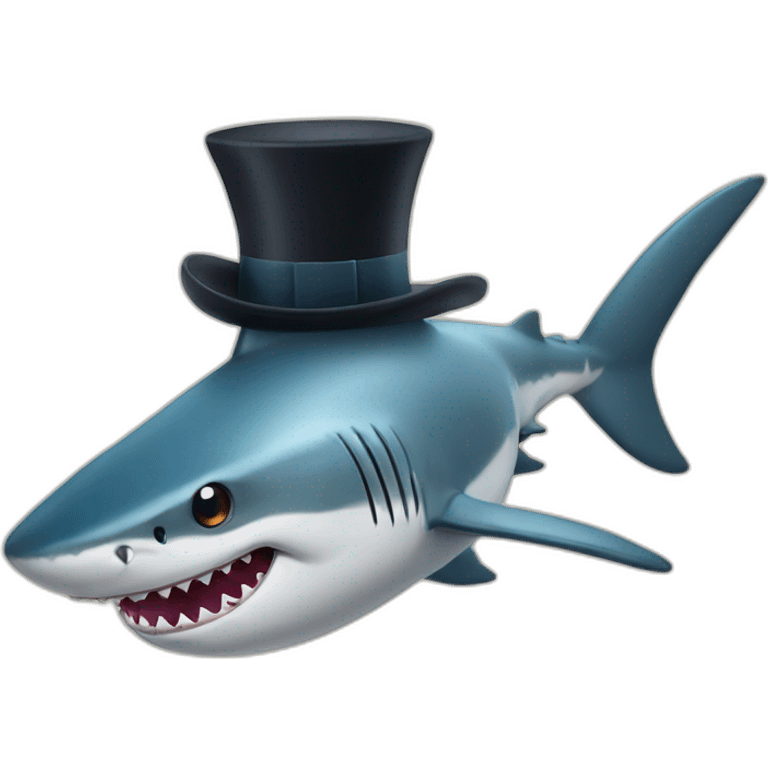 Shark with a top hat emoji