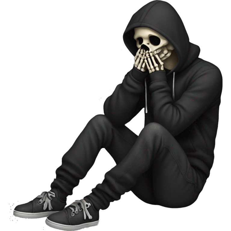 facepalm skeleton in black hoodie  emoji