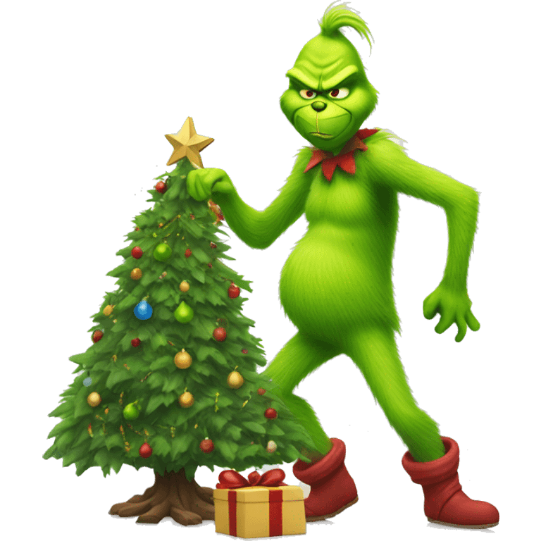 Grinch steal a christmas tree emoji