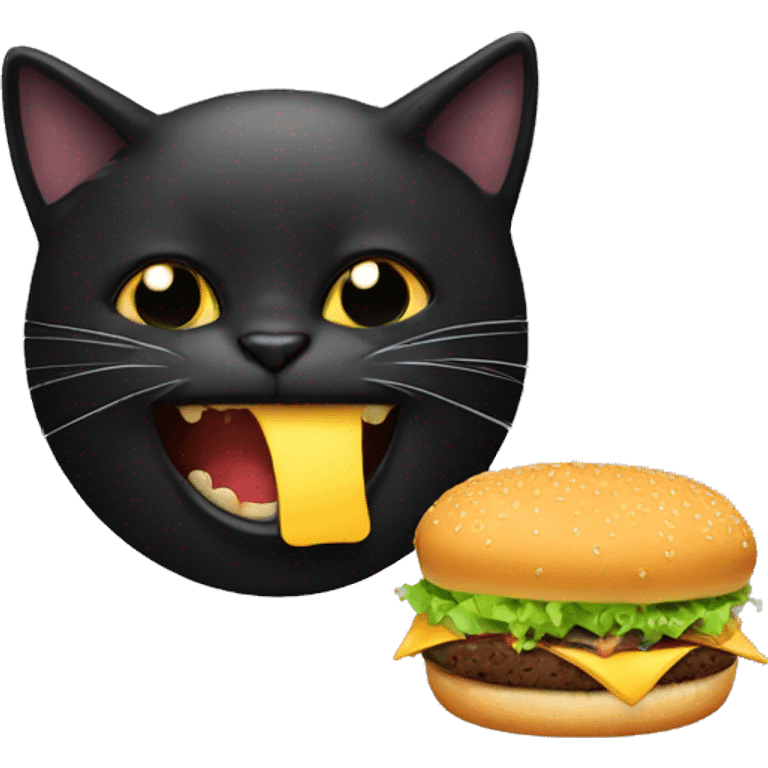 Black cat eat hamburger  emoji