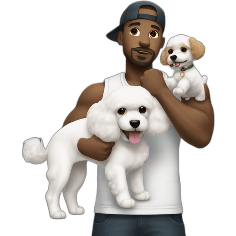 rapper man flexing with a bichon emoji