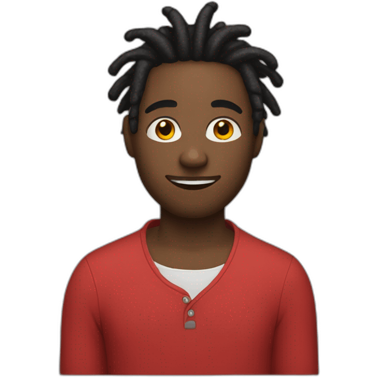 black man with dreads and red shirt emoji