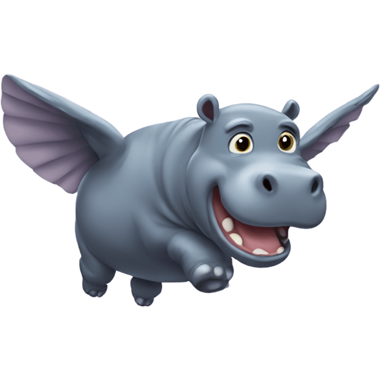 Flying hippo emoji