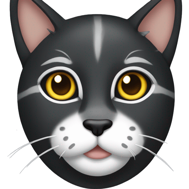 The cat is black with a white spot on the chest emoji