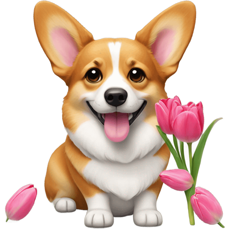 Corgi with a tulip  emoji