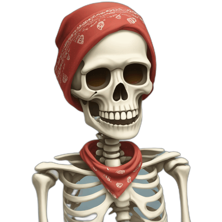 skeleton with a bandana around neck emoji