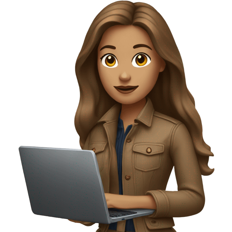 Brown hair Ralph Lauren woman working with lap top emoji