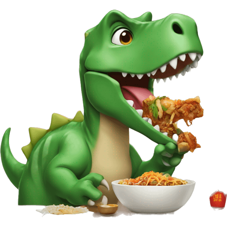 Dinosaur eating Chinese food  emoji