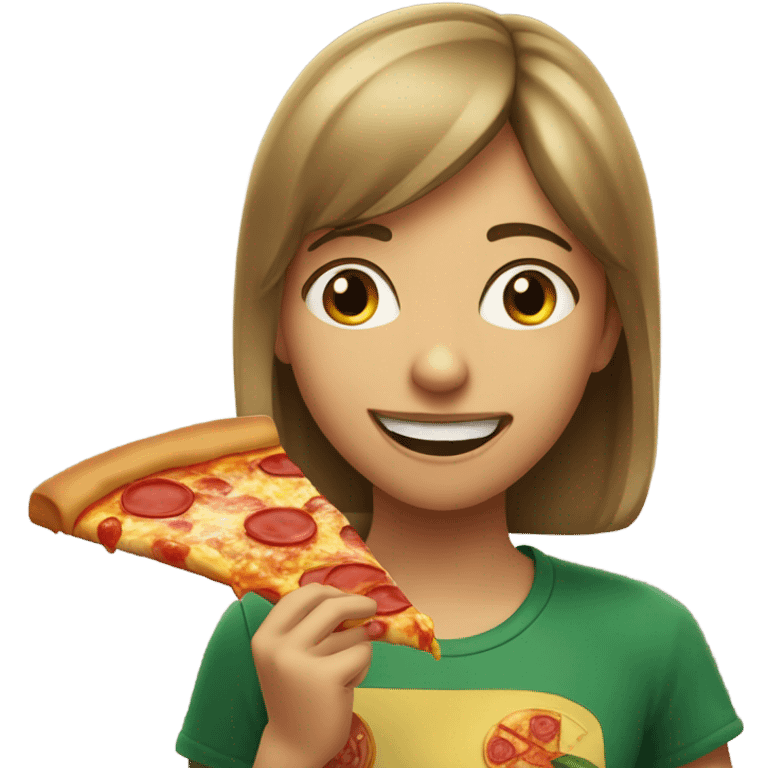 Girl eating pizza emoji