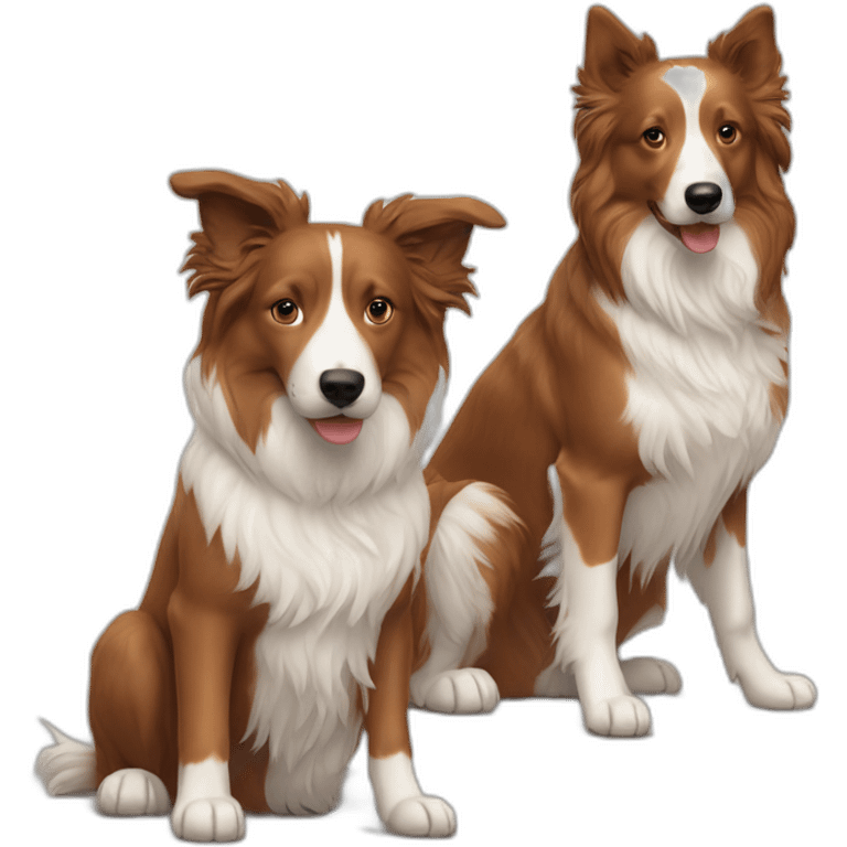 Two dogs, nova Scottia and red border collie emoji