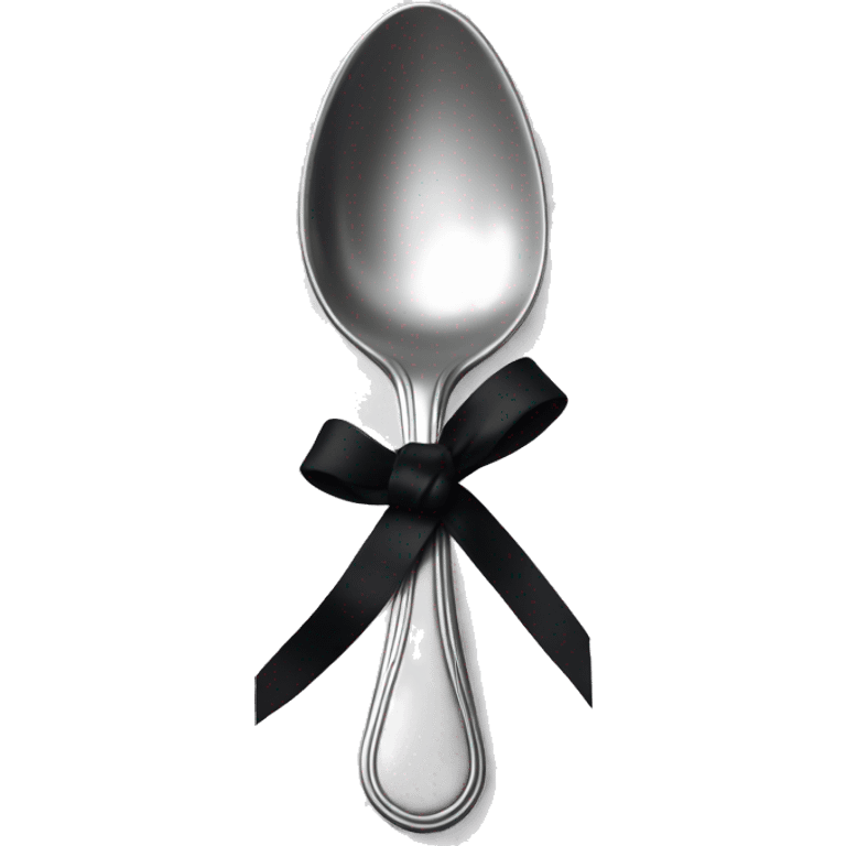 Elegant spoon with black ribbon around it emoji