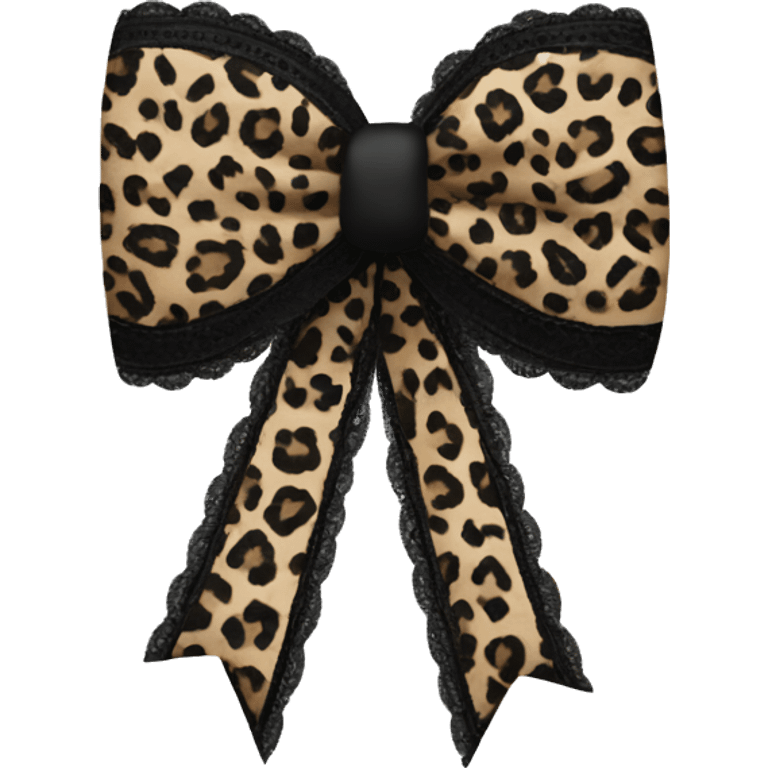 Bow with leopard print and black lace emoji