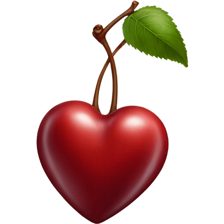 Realistic isolated heart shaped cherry without leaf emoji