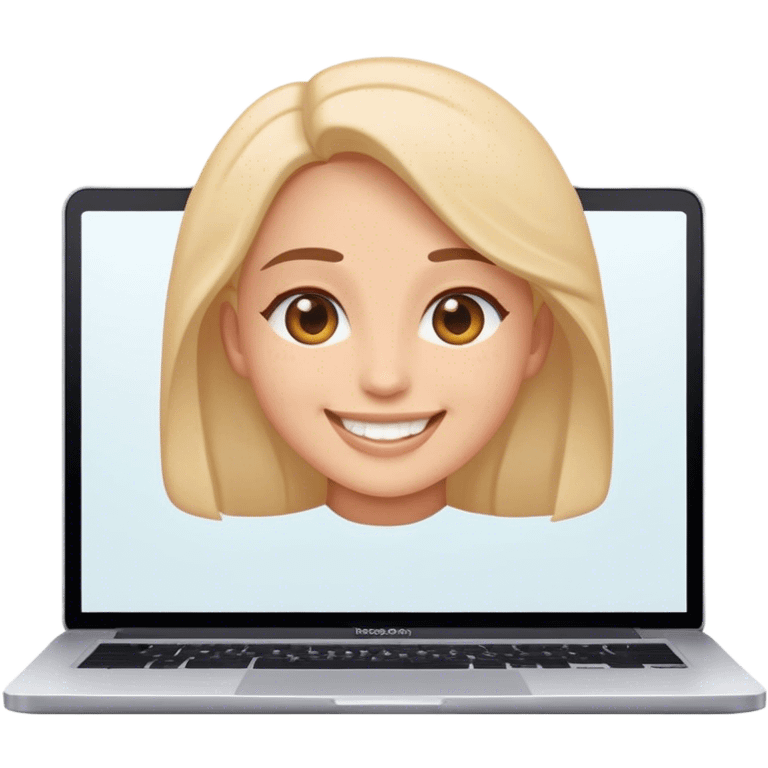 laptop screen video recording woman emoji